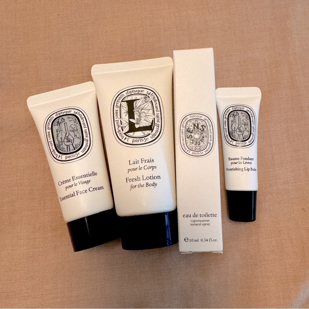 Diptyque Paris 4piece Travel/Amenity Kit Bundle Exclusive for Qatar Airline